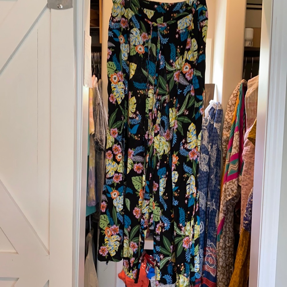 Tropical-boho wide leg pants